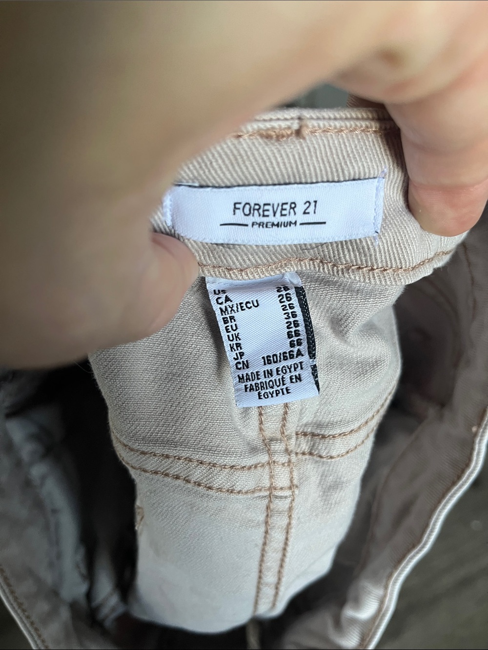 Forever 21 Beige High-Rise Frayed Hem Denim Shorts - Picture 4 of 4